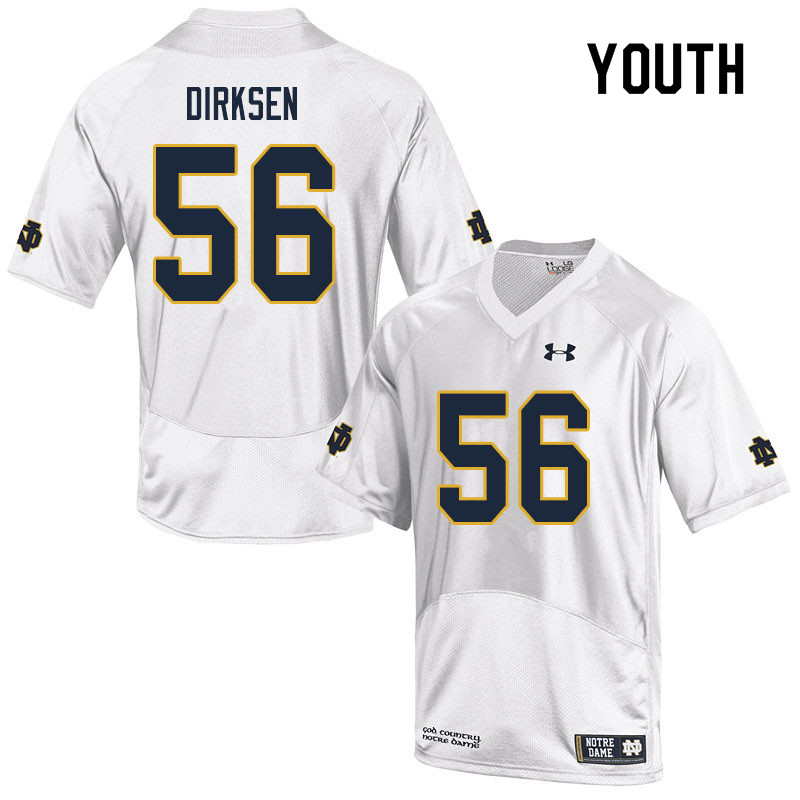 Youth #56 John Dirksen Notre Dame Fighting Irish College Football Jerseys Sale-White
